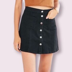 Urban Outfitters BDG Black Snap Button Front Denim Mini